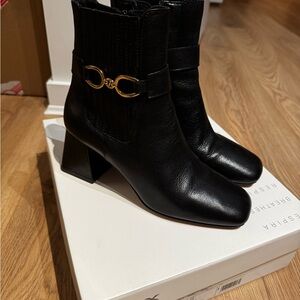 Geox Black Ankle Boots with Gold Accent